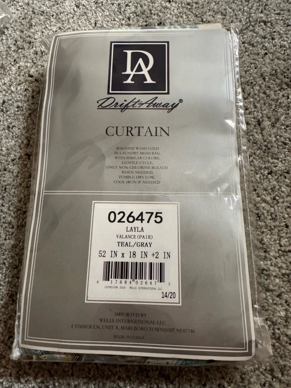 DriftAway Layla Teal/Gray Rod Pocket Café Curtain 52x18